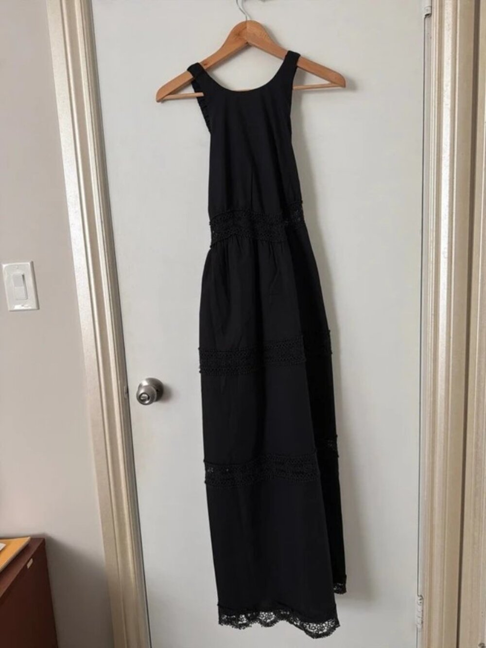 Abercrombie & Fitch Black Maxi Dress Backless Crochet NWT Size S